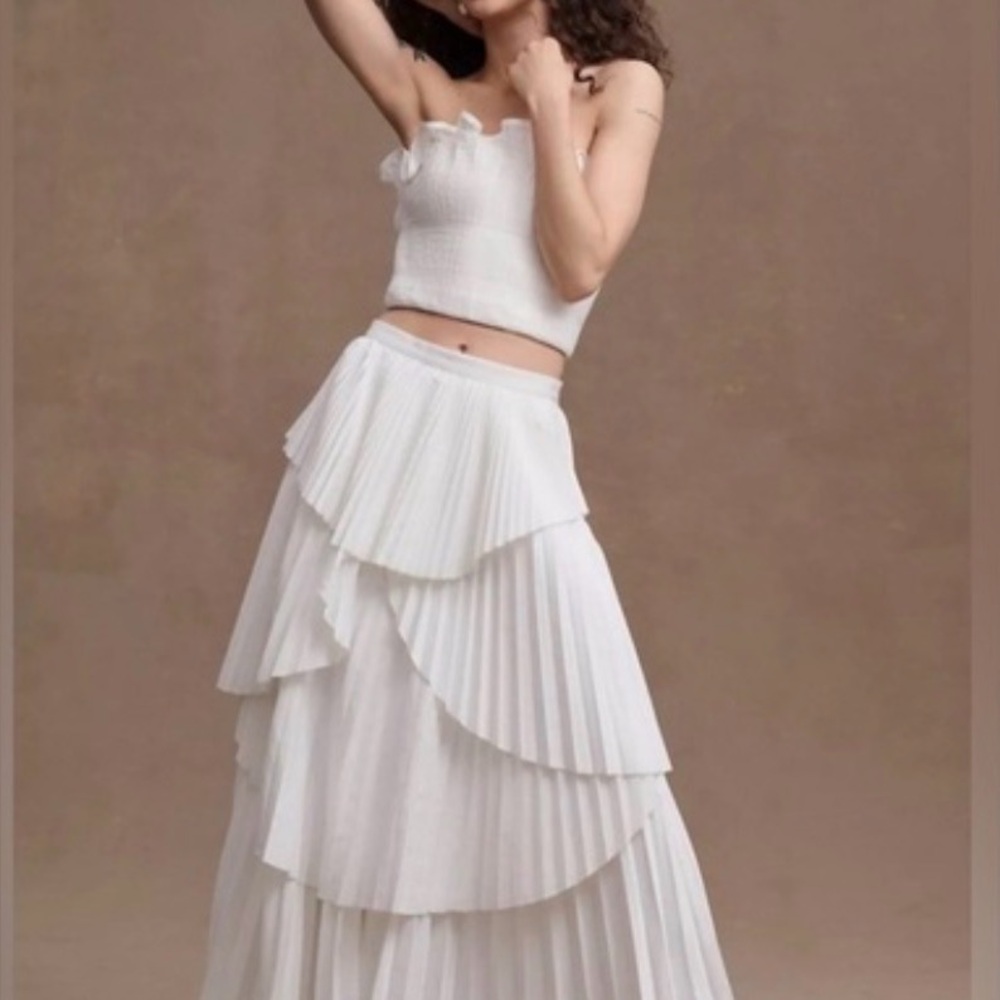 AMUR White Layered Maxi Skirt